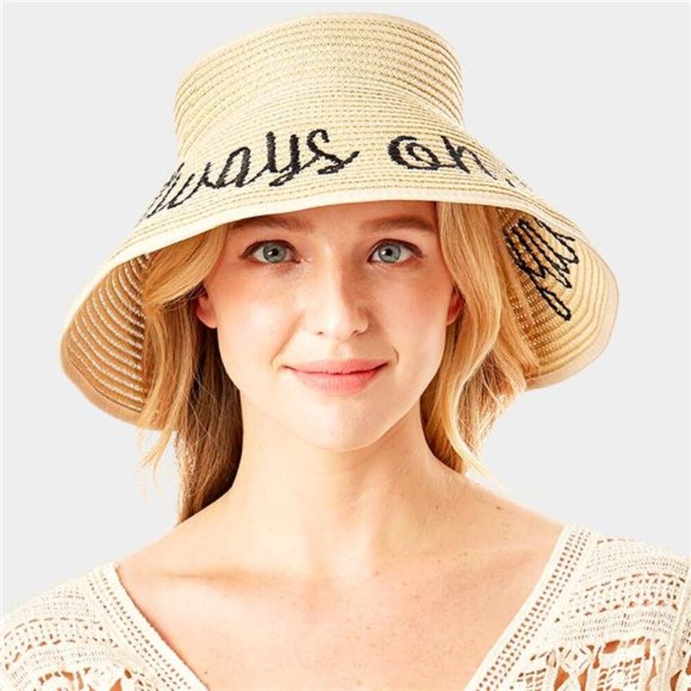 Always on vacay Message Roll Up Foldable Visor Sun Hat